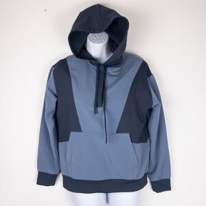 Title Nine Womens Fleece Hoodie XS Blue Outdoor Camp Off Grid Warm Double Knit